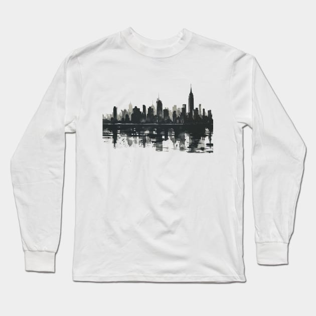 Cityscape Long Sleeve T-Shirt by Bee's Pickled Art